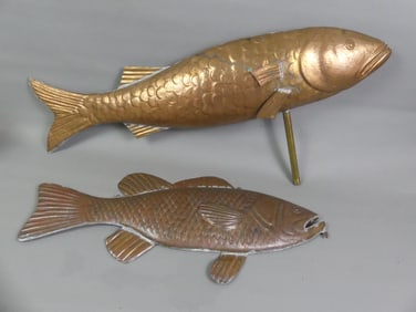 2 COPPER FISH: WEATHERVANE & PLAQUE