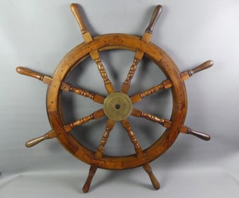 TEAK SHIP'S WHEEL