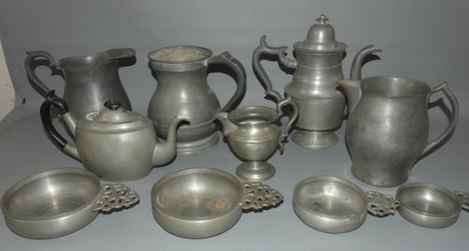LOT 10 PCS. OLD PEWTER