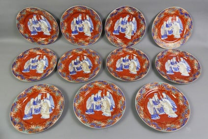 11 JAPANESE KUTANI PLATES - SCHOLARS