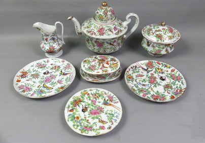 ANTIQUE CHINESE FAMILLE ROSE TEA SET ETC.