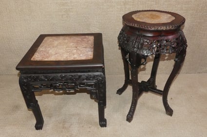 2 CHINESE HARDWOOD TABORET TABLES