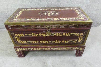 CHINESE PIGSKIN PAINTED TRUNK