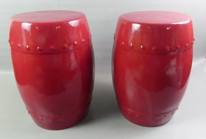 PAIR CHINESE BARREL GARDEN SEATS