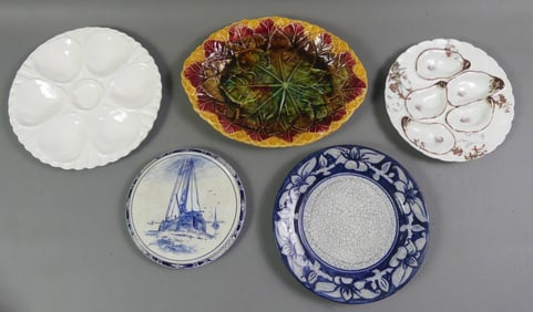 5 PORCELAIN PLATES - DEDHAM, LIMOGES