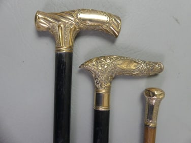 3 FANCY GOLD PLATED CANES