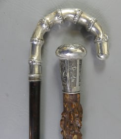 2 ASIAN SILVER CANES