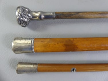 3 STERLING HANDLED CANES