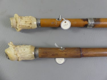 2 EARLY ANTLER HANDLE CANES