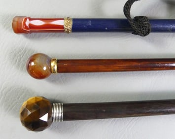 3 WALKING STICKS - GEMSTONE