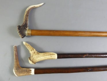 3 ANTLER HANDLE CANES