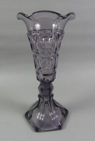 SANDWICH GLASS AMETHYST VASE
