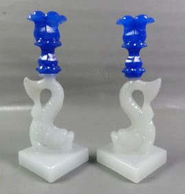 PAIR 2 COLOR SANDWICH DOLPHIN CANDLESTICKS