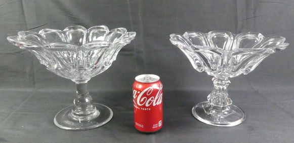 2 SANDWICH GLASS LOOP COMPOTES