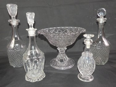 5 SANDWICH FLINT GLASS ITEMS