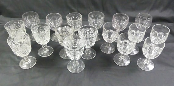 17 SANDWICH GLASS GOBLETS