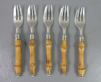 5 BUCCELATTI STERLING & WOOD FORKS - TAHITI