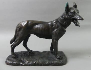 OLD FRENCH BRONZE DOG BY BARYE