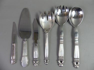6 GEO. JENSEN STERLING SERVING PIECES