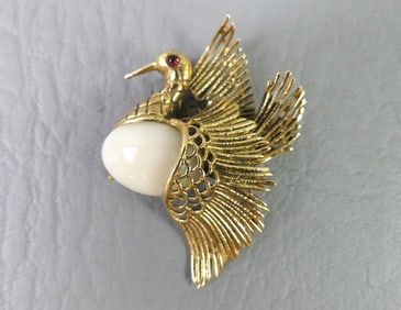 GOLD SWAN BROOCH 14K