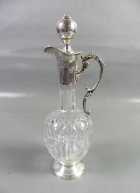 SILVER & CUT GLASS CLARET JUG