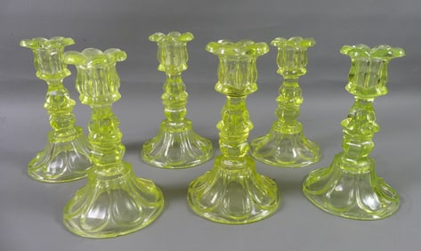 SET 6 SANDWICH VASELINE CANDLESTICKS