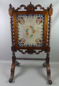 VICTORIAN FIRESCREEN - BEADED PANEL