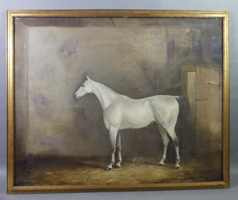ANTIQUE WHITE HORSE PAINTING