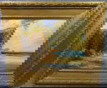 EDWIN ELLIS PAINTING - BEACH SCENE