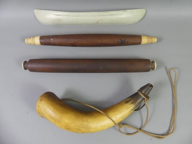 ANTIQUE ROLLING PINS & HALF HULL