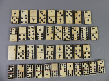 40 ANTIQUE WHALEBONE DOMINOES