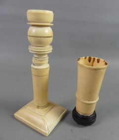 BONE CANDLESTICK & VASE