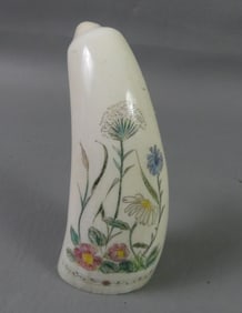 WHALE TOOTH - FLORAL SCRIMSHAW
