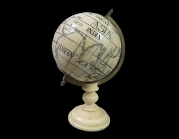 MINIATURE BONE GLOBE ON STAND