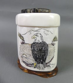 SCRIMSHAW BOX WITH EAGLE - DONARK