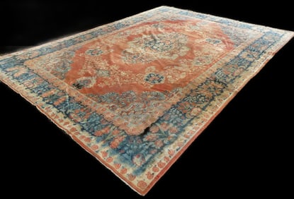 ANTIQUE KASHAN CARPET 10 X 14