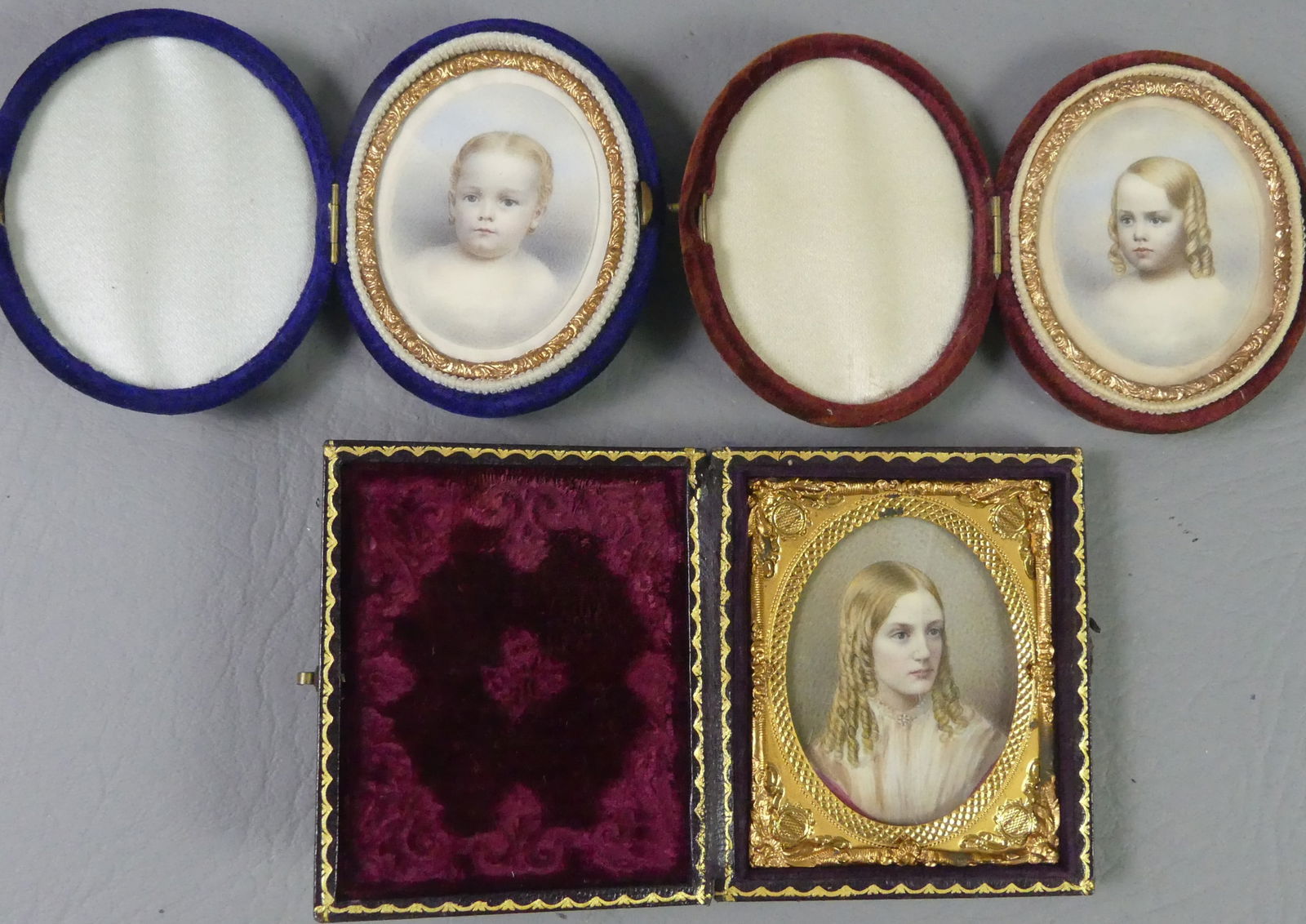 3 MINIATURE PAINTINGS OF GIRL (1 of 4)