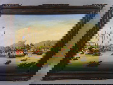 CHINA TRADE PAINTING - HONG KONG HARBOR