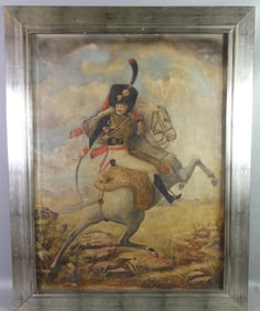 FRENCH PAINTING OF OFFICER ON HORSE