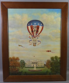 VOTE JFK PAINTING - BALLOON OVER WHITE HOUSE