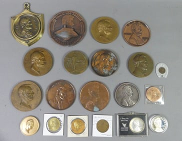 LOT LINCOLN MEDALS & COINS ETC