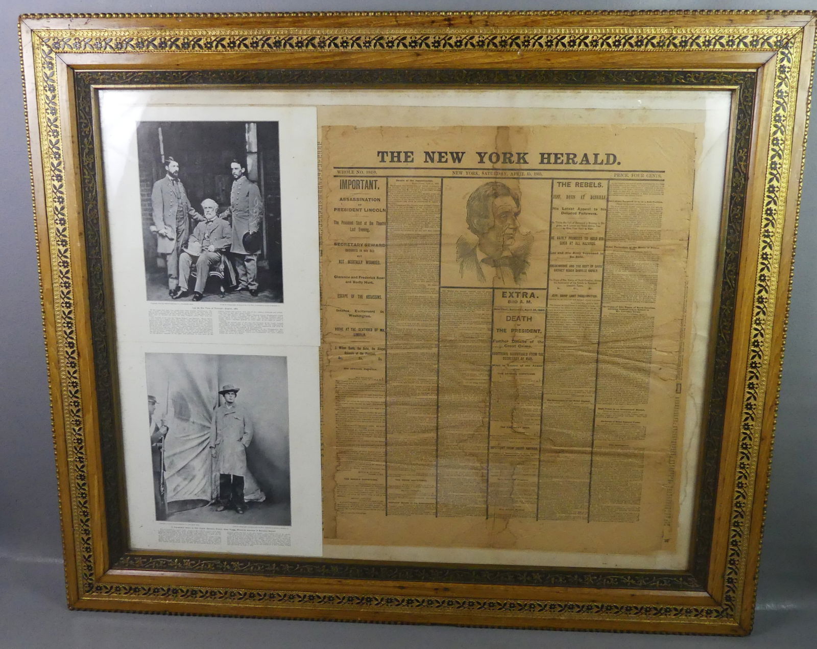 FRAMED LINCOLN ASSASSIN PAPER 1865 (1 of 3)
