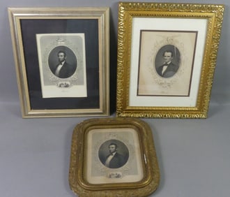 3 ANTIQUE PRINTS OF LINCOLN