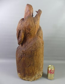 CARVED WOOD WOLF HEAD