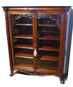 ART NOUVEAU BOOKCASE - FISH & CATTAILS