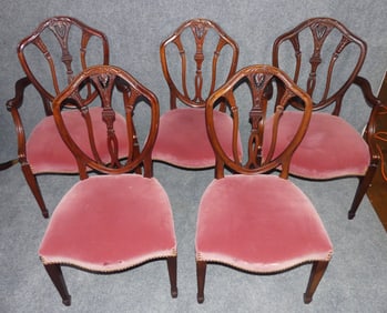 SET 5 MAHOGANY DINING CHAIRS