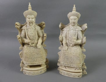 CARVED BONE CHINESE EMPEROR & EMPRESS