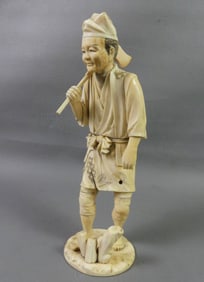 JAPANESE BONE FIGURE OF FISHERMAN