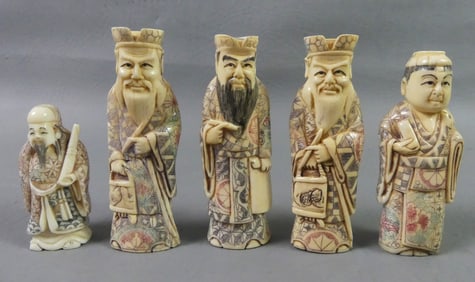 5 MINIATURE JAPANESE FIGURINES
