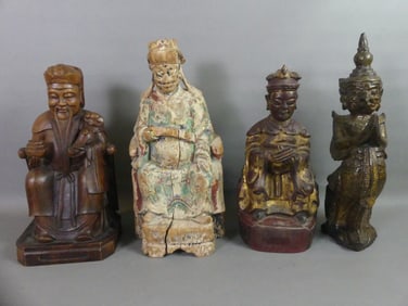 4 ANTIQUE CHINESE WOOD GODS
